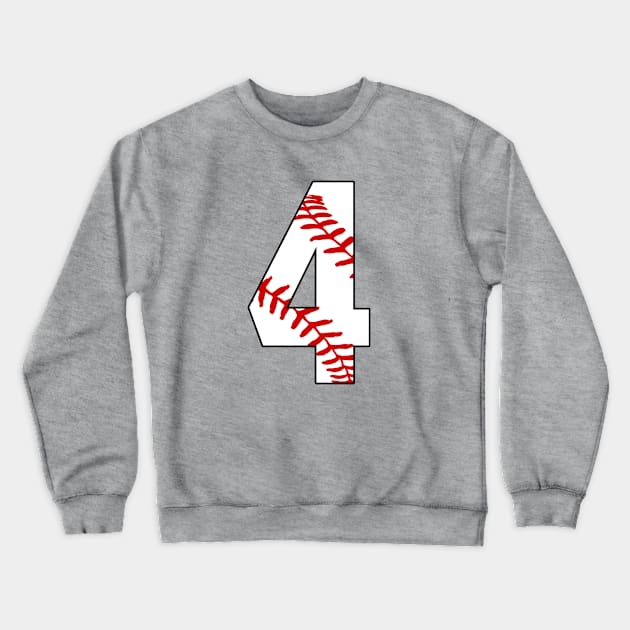 Baseball Number 4 #4 Baseball Shirt Jersey Favorite Player Biggest Fan Crewneck Sweatshirt by TeeCreations